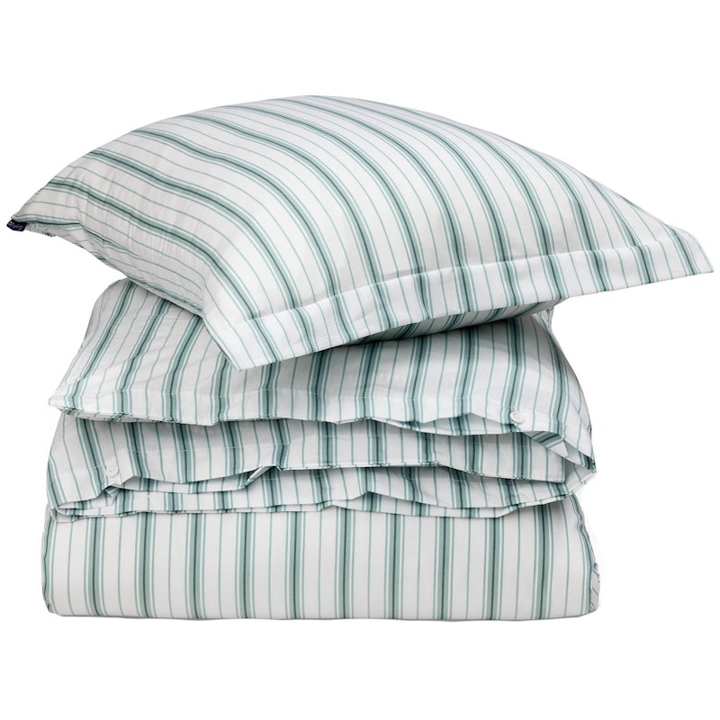 Striped Poplin Vuodesetti 150x210 + 50x60 cm, Valkoinen/Eucalyptus