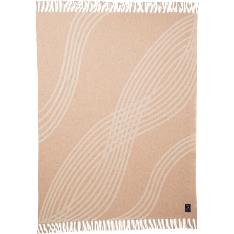 Waves Recycled Wool Jacquard Huopa 130x170 cm, Beige/Luonnonvalkoinen