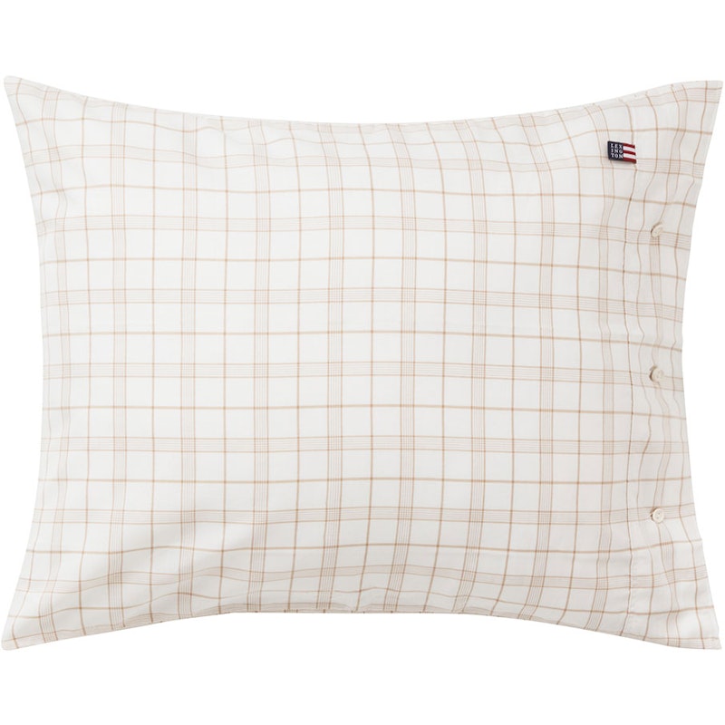 Checked Lyocell/Cotton Tyynynpäällinen 50x60 cm, Valkoinen/Beige