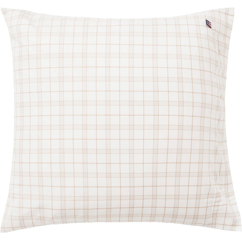 Checked Lyocell/Cotton Tyynynpäällinen 65x65 cm, Valkoinen/Beige