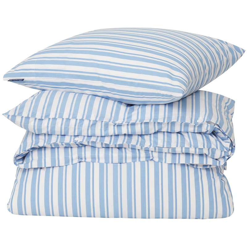 Striped Cotton Poplin Vuodesetti 150x210 x 50x60 cm, Sininen