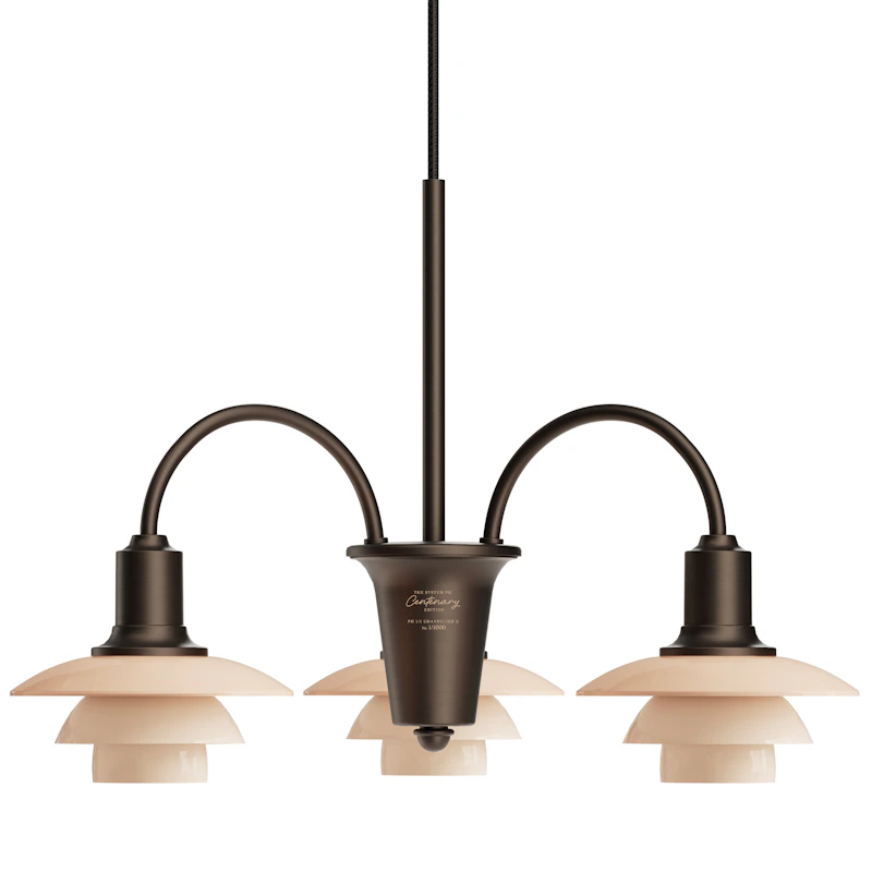 PH 1/1 Kattokruunu 3 Varrella, Centenary Edition, Aged Brass / Dusty Terracotta