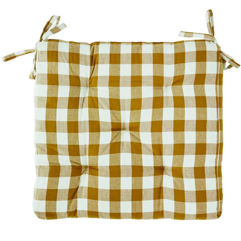 Checked woven cotton chair pad Istuintyyny 45x45 cm