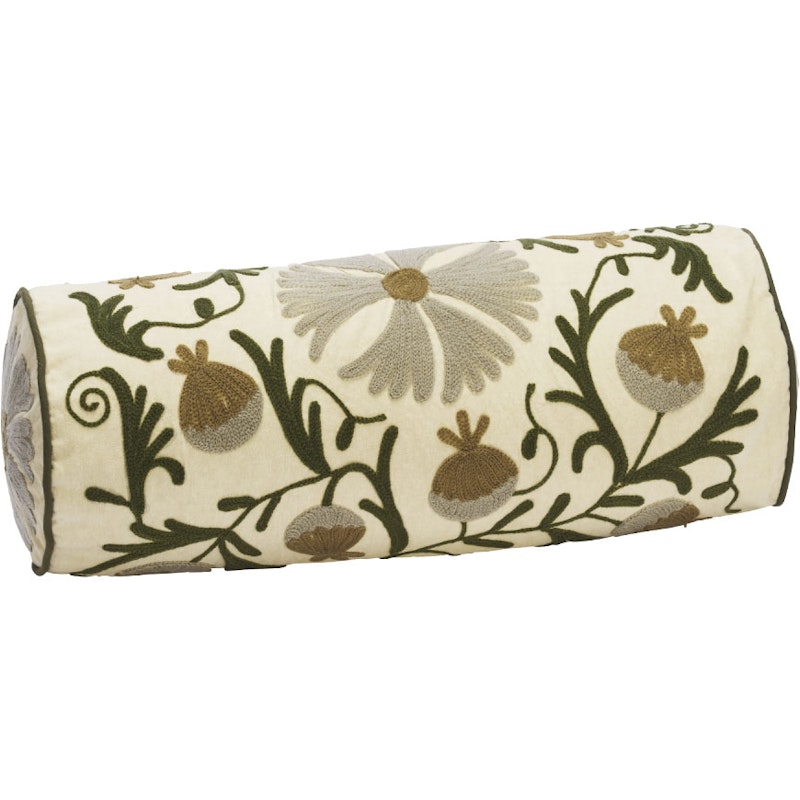 Suzani embroidered Bolsteri, Harmaa / Vihreä / Tapenade