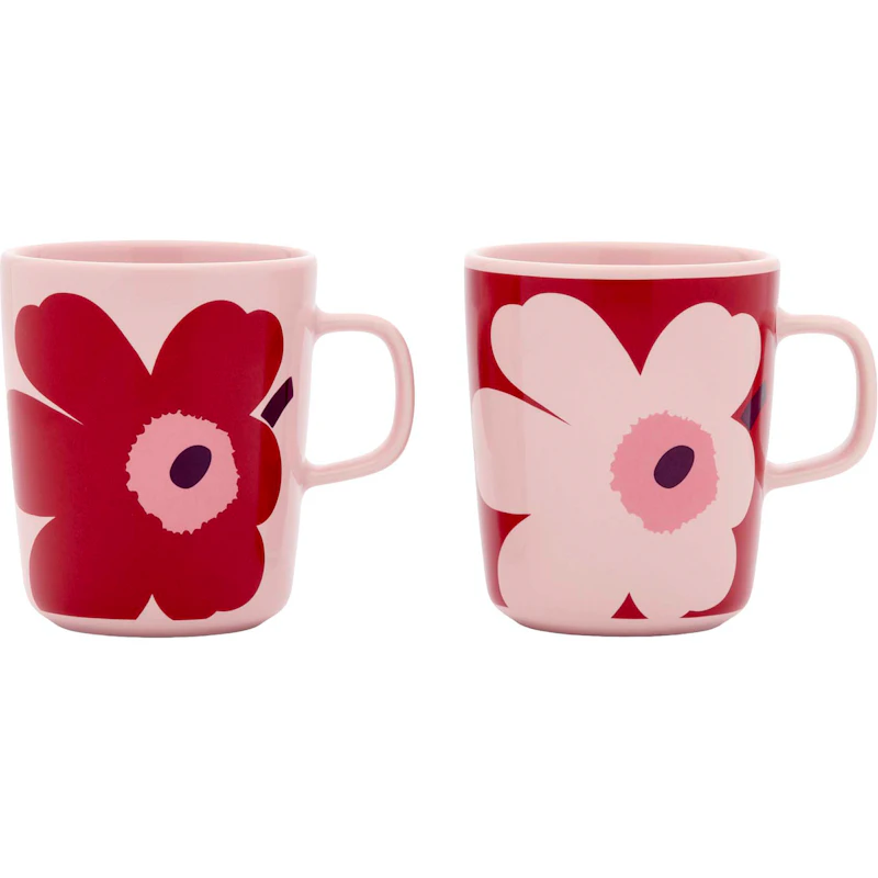 Oiva / Juhla Unikko Kahvikuppi 25 cl 2 kpl:n pakkaus, Plum / Cranberry / Pinkki