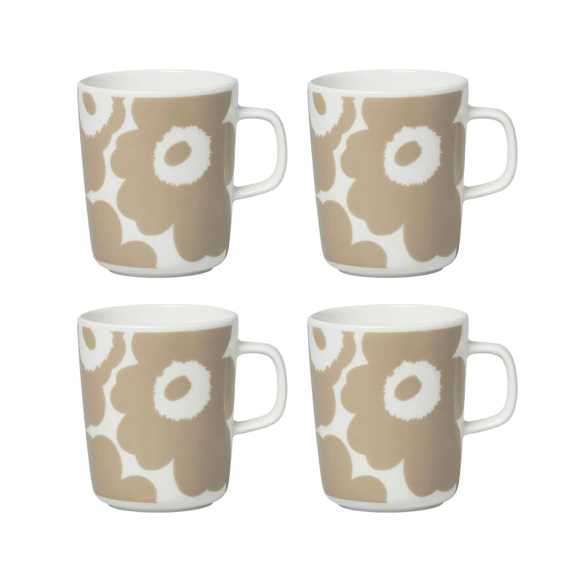 Oiva / Unikko Muki 25 cl 4 kpl:n pakkaus, Beige / Valkoinen