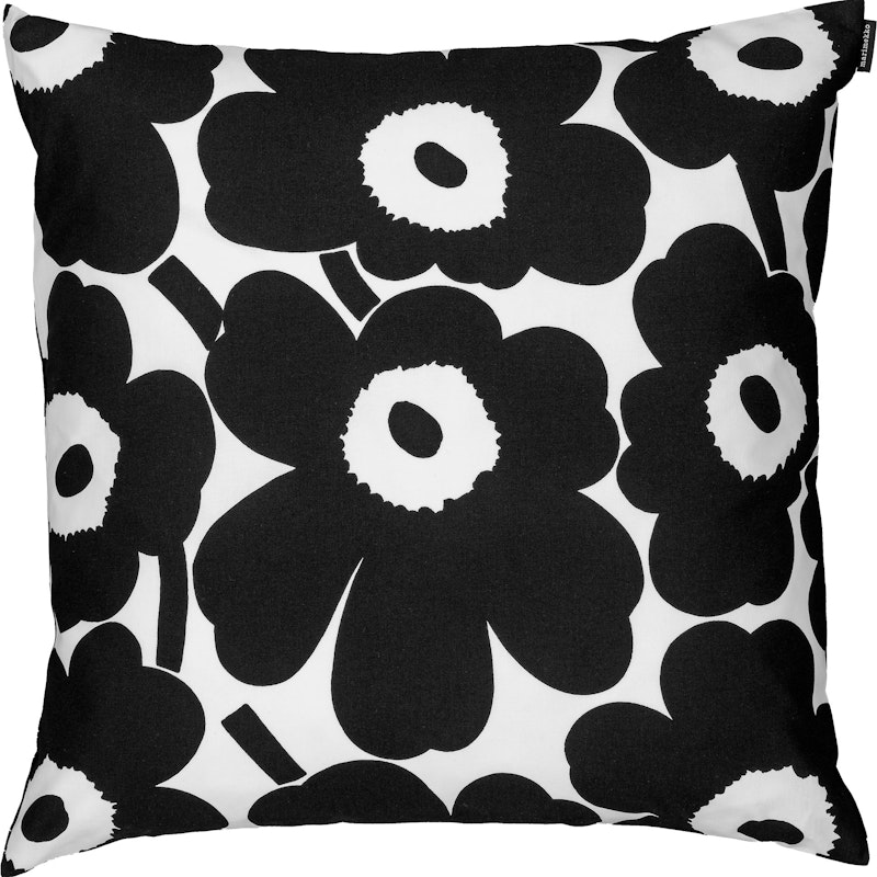 Pieni Unikko Tyynynpäällinen 50x50 cm, Musta / Valkoinen