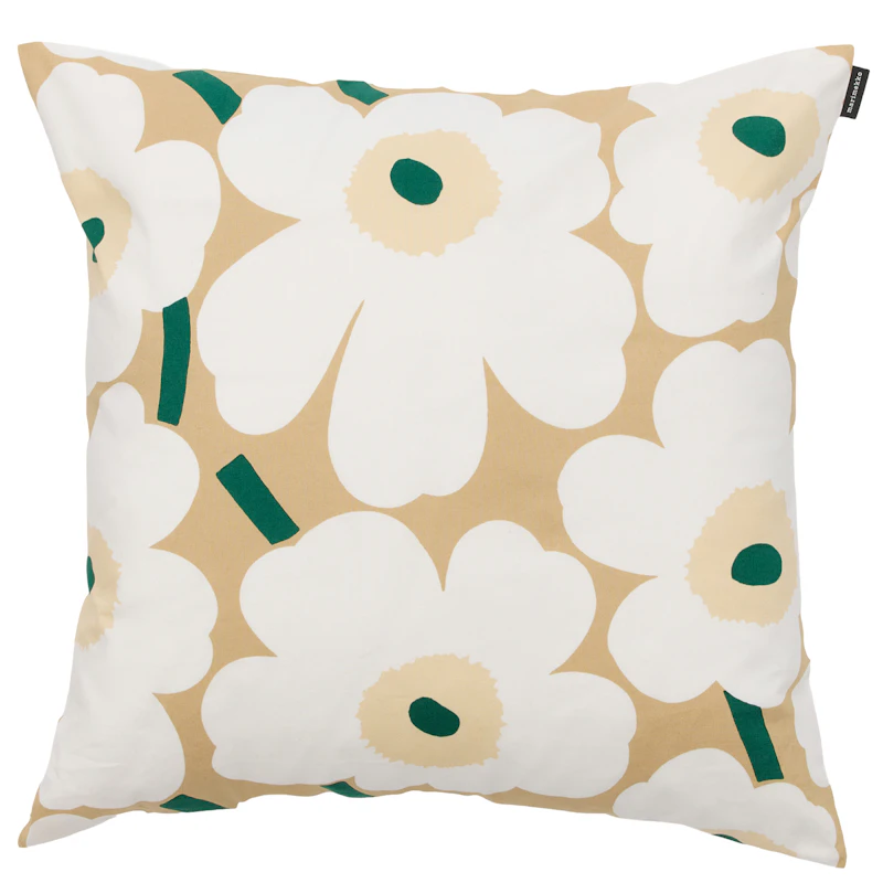 Pieni Unikko Tyynynpäällinen 50x50 cm, Hiekanvärinen / Emerald