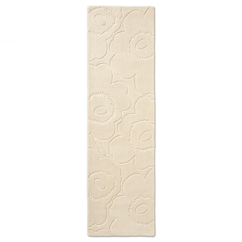 Piirto Unikko Villamatto 80x300 cm, Luonnonvalkoinen