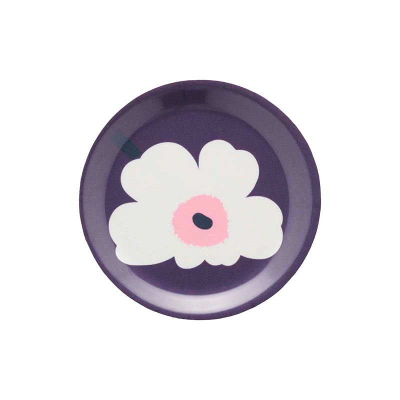 Unikko Lasinalunen Ø11 cm, Luumunvärinen / Valkoinen / Pinkki
