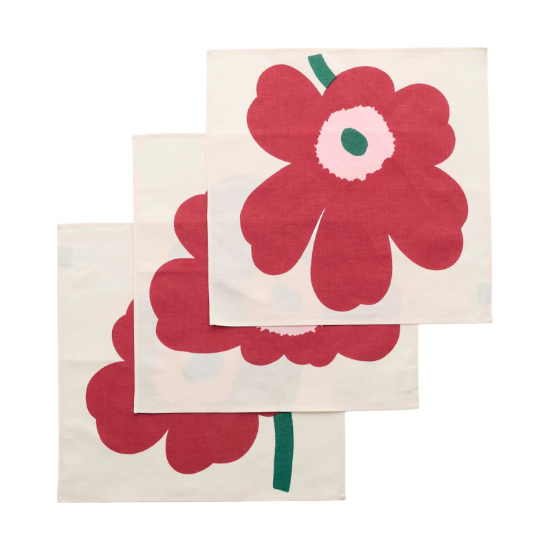 Unikko Servetti 3 kpl:n pakkaus, Cranberry / Pinkki
