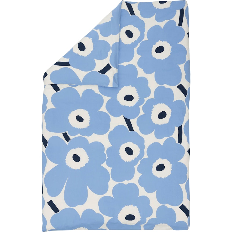 Unikko Jersey Pussilakana 150x210 cm, Luonnonvalkoinen / Vaaleansininen / Laivastonsininen