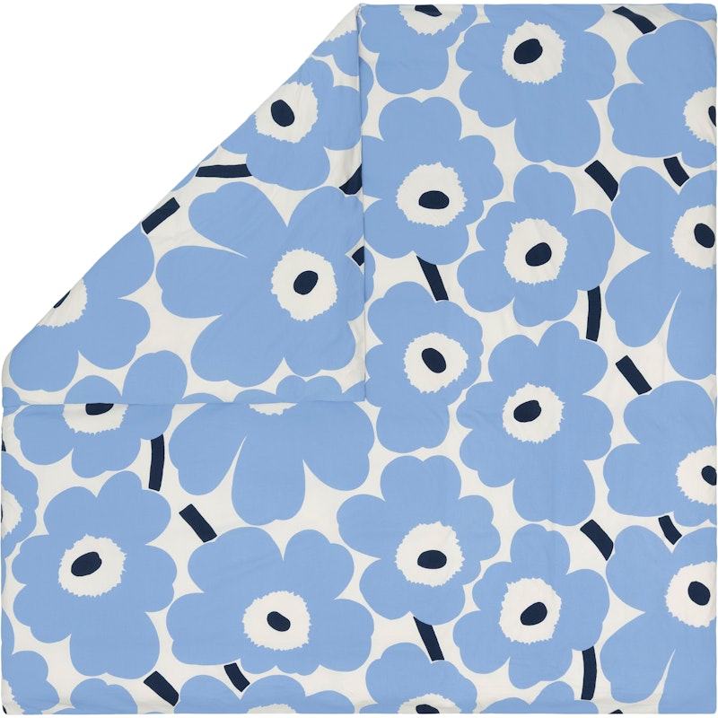 Unikko Jersey Pussilakana 240x220 cm, Luonnonvalkoinen / Vaaleansininen / Laivastonsininen