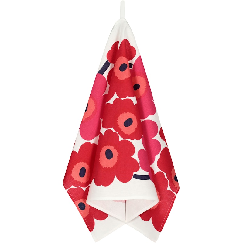 Unikko Keittiöpyyhe 47x70 cm 2 kpl:n pakkaus, Valkoinen / Punainen