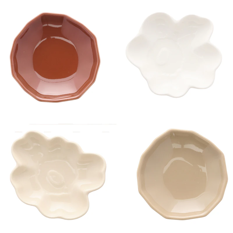 Unikko & Kivet Lautanen 4 kpl:n pakkaus, Light Brown / Pähkinänruskea