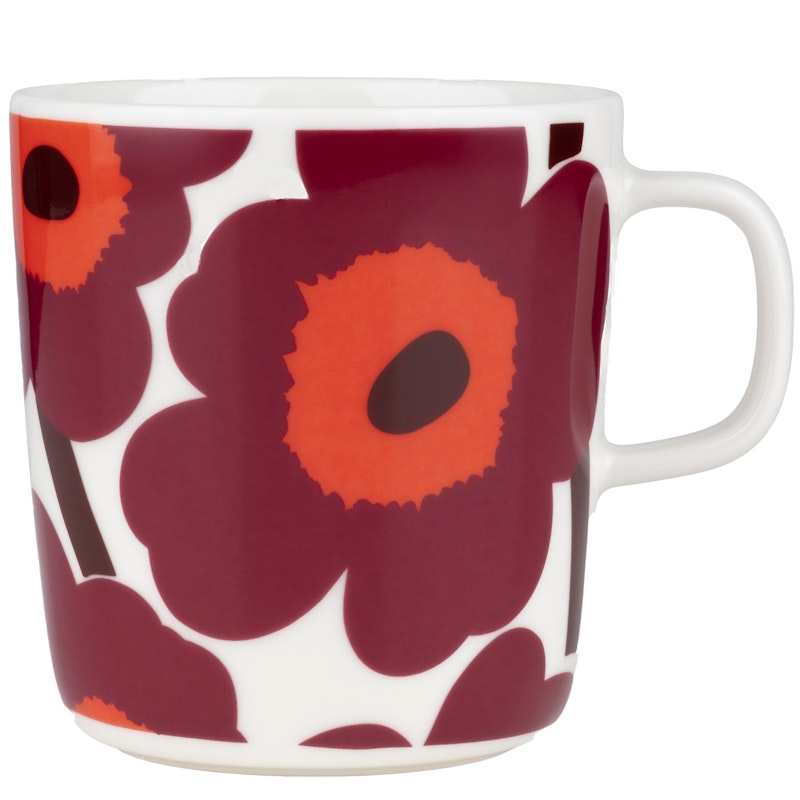 Oiva/Unikko Mug 40 cl Muki 40 cl Valkoinen Punainen Burgundinpunainen