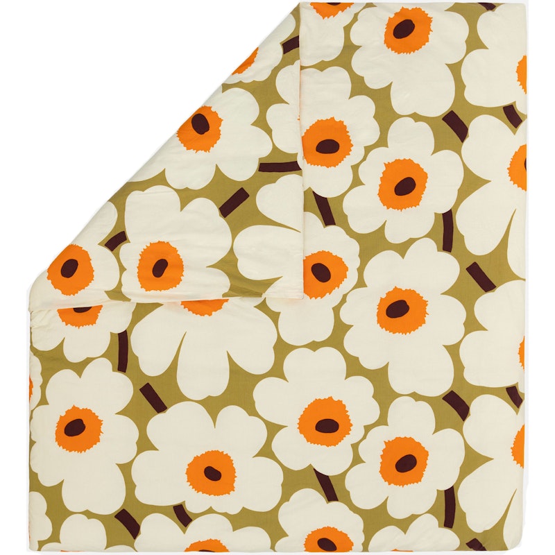 Unikko Pussilakana Cream / Caramel / Warm Orange, 240x220 cm
