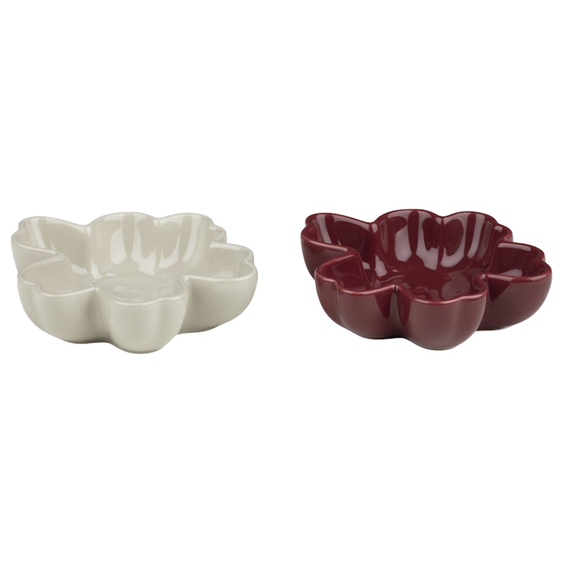 Unikko Shape Bowl 2-pack, White / Light Green Kulho 2 kpl:n pakkaus, Beige / Burgundinpunainen
