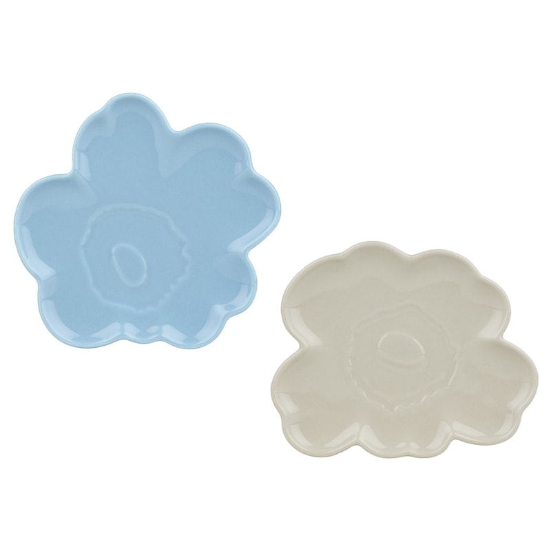 Unikko Shape Lautanen 13 cm 2 kpl:n pakkaus, Vaaleansininen / Luonnonvalkoinen