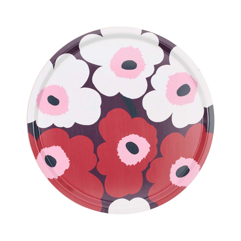 Unikko Tarjotin Ø46 cm, Plum / Cranberry / Pinkki