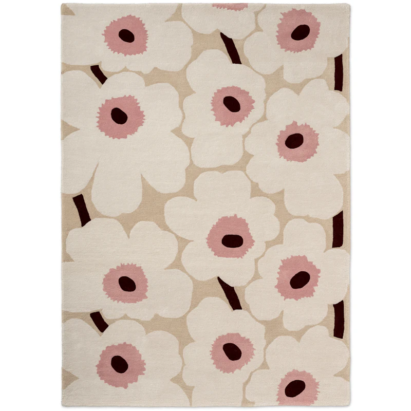 Unikko Villamatto 200x280 cm, Beige/Pinkki