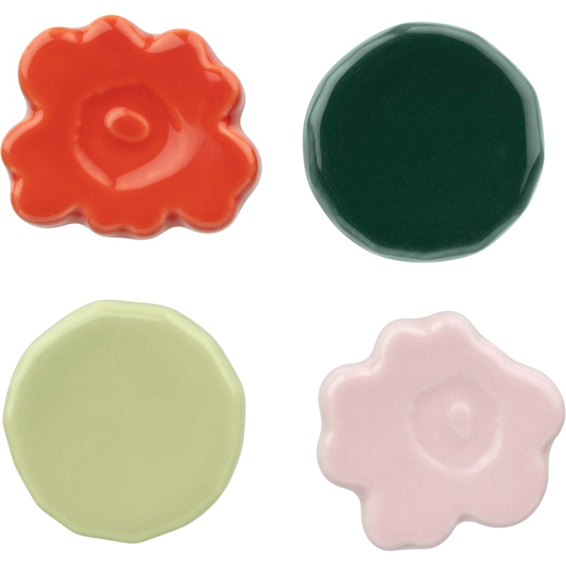 Unikko/Kivet Syömäpuikkoteline 4 kpl:n pakkaus, Pinkki / Tummanvihreä / Pear