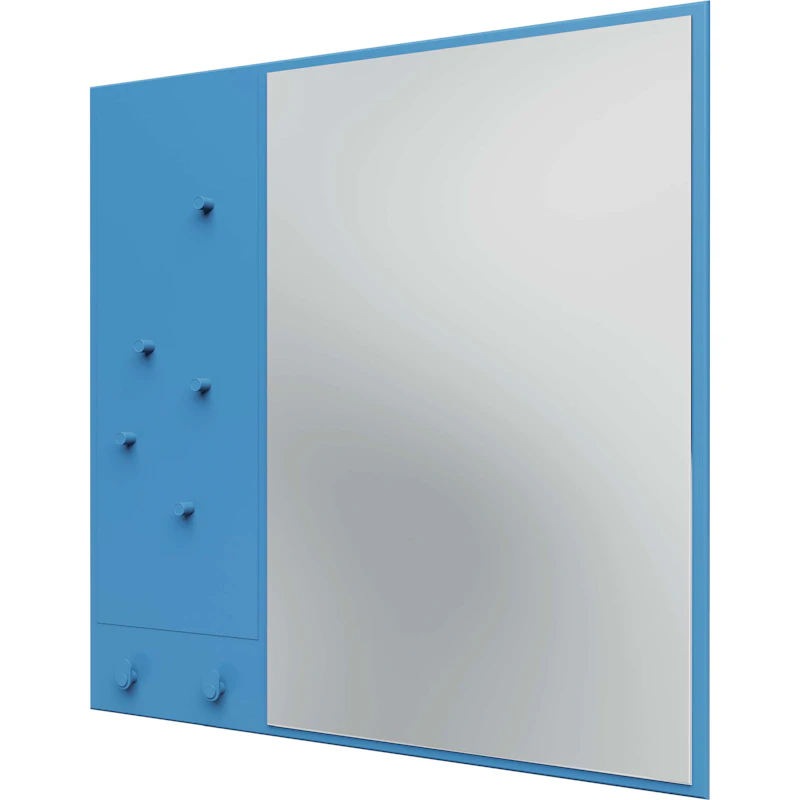 Memo Wall Mirror With Notice Board, Azure