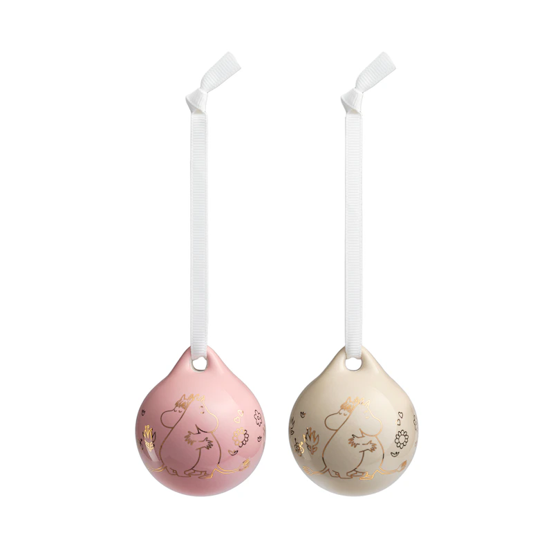 Moomin Joulupallo 2 kpl:n pakkaus Rakkaus, Gold / Pinkki