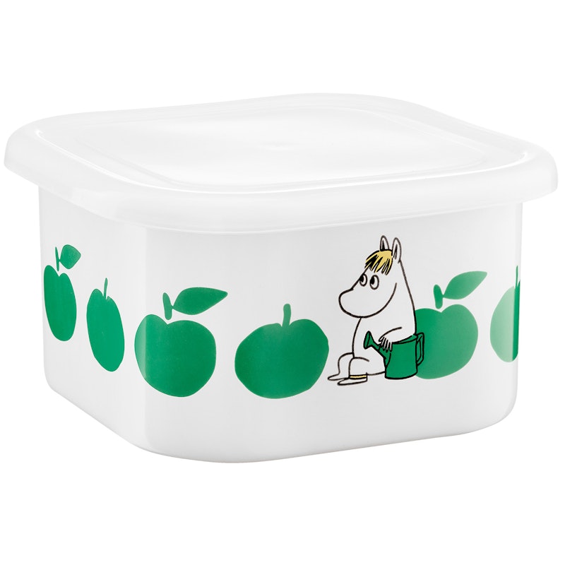 Moomin Joyfull Apples Emalipurkki Kannella 1,5 L, Vihreä