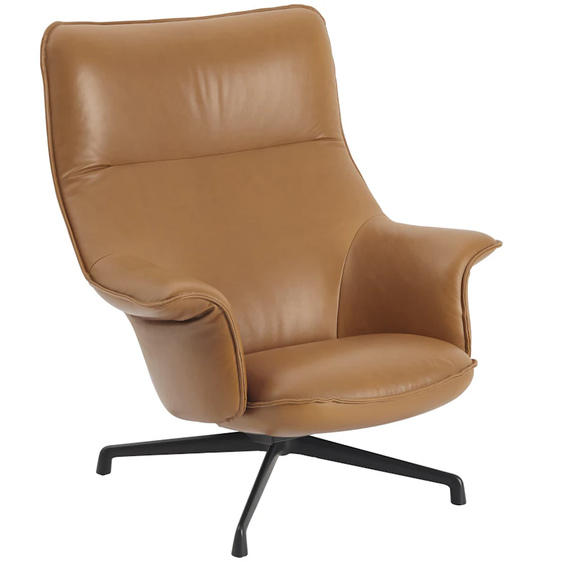 Doze Lounge Chair High Back / Swivel Base - Refine Leather Cognac/Anthracite Black Nojatuoli Kääntöalustalla