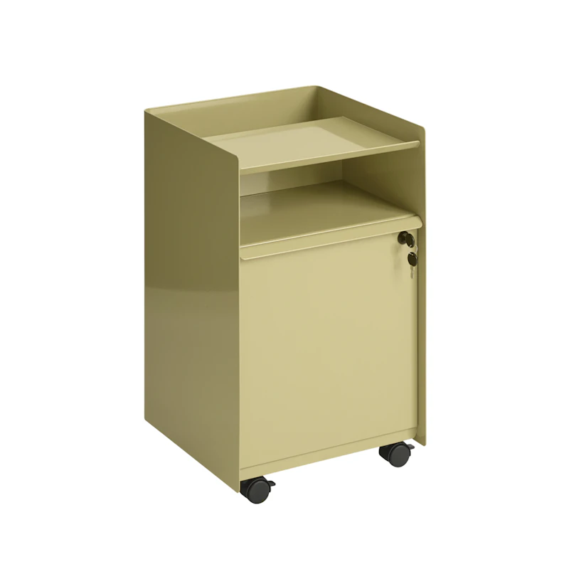 Folded Säilytysvaunu Ovella ja lukolla, Beige-vihreä