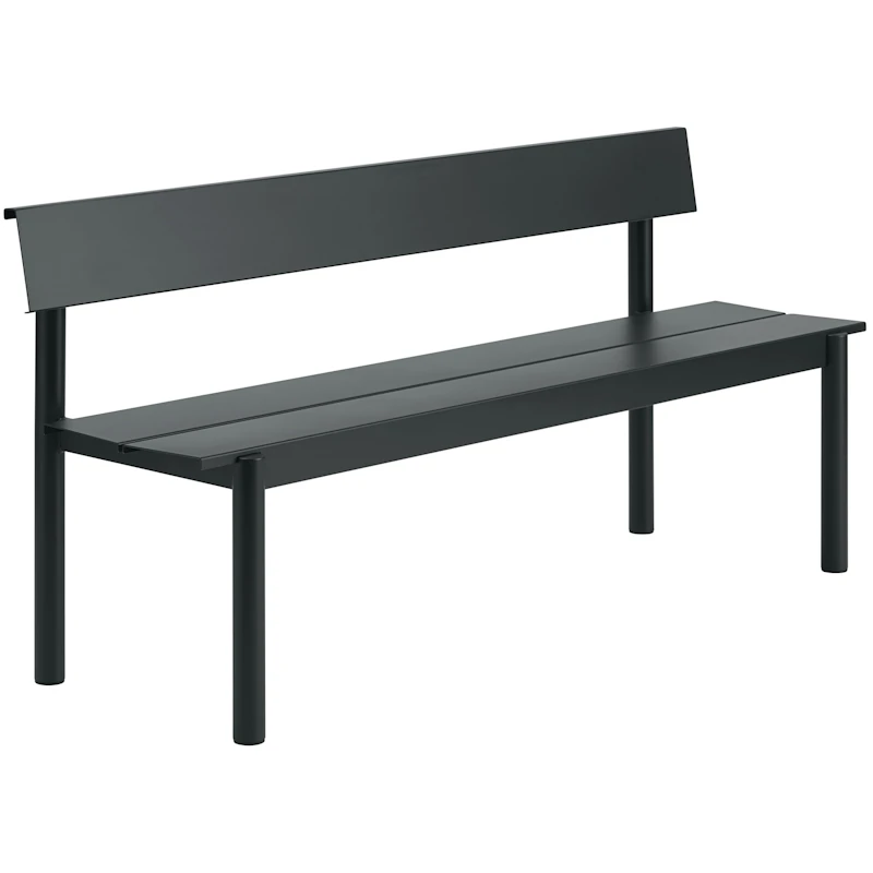 Linear Penkki Selkänojalla 170 cm, Musta