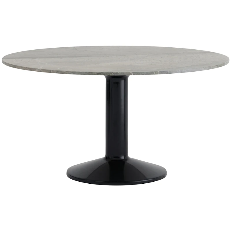 Midst Ruokapöytä Ø140 cm, Harmaa Marmori / Musta