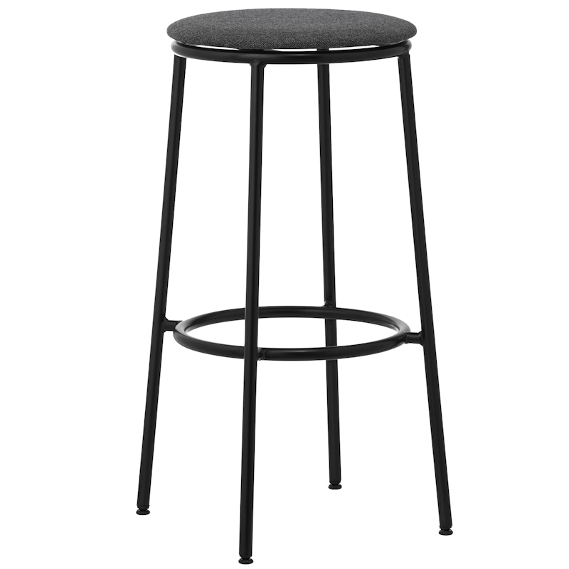 Circa Barstool 65 cm Black Steel Baarijakkara, Vaahtomuovi Tummanharmaa