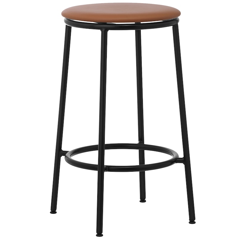 Circa Barstool 65 cm Black Steel Baarijakkara, Vaahtomuovi Nahanruskea