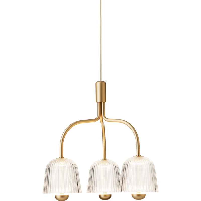 Asteea 3 Kattokruunu, Satin Brass / Kirkas