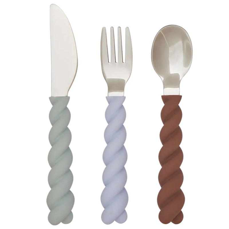 Mellow Lastenaterimet 3-pakkaus, Choko / Ice Blue / Mint