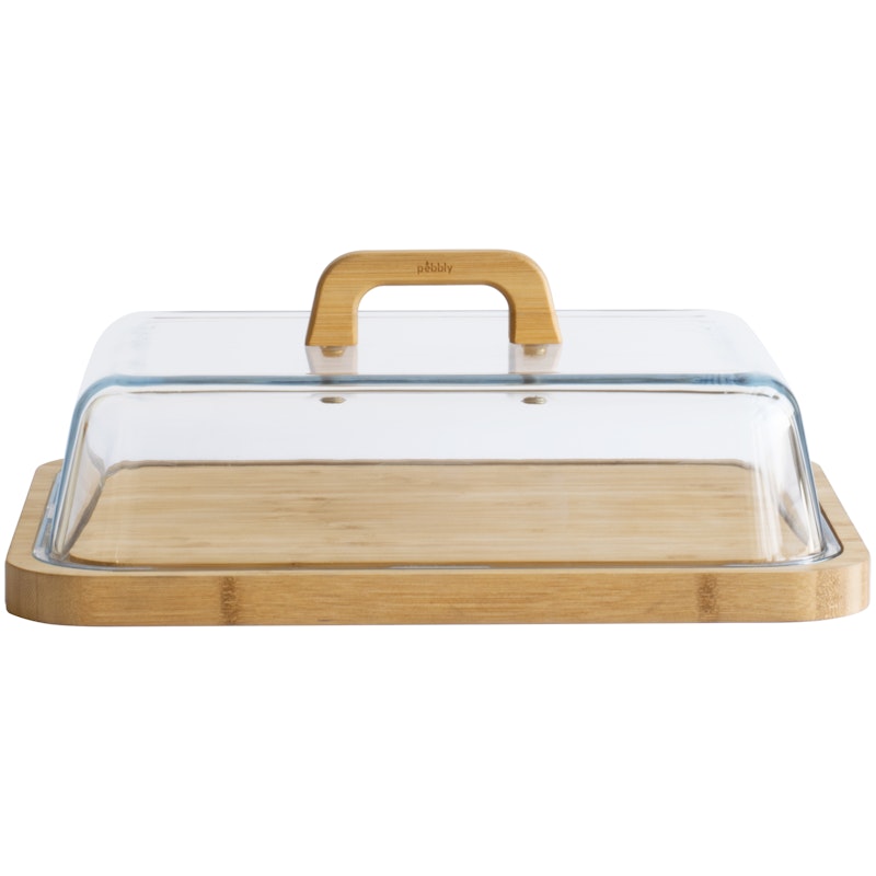 Juustokupu 25x35 cm, Bambu / Lasi