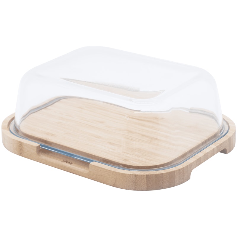 Juustokupu 21,5x27 cm, Bambu / Lasi