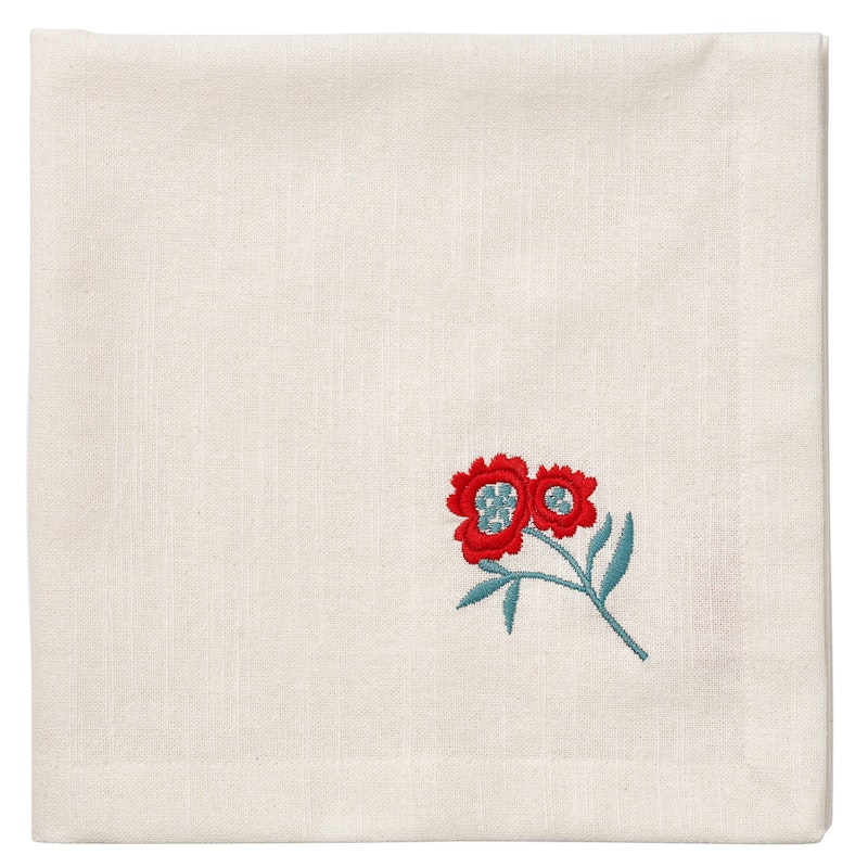 Cottage Flower Pellavalautasliinat 45x45 cm 4 kpl:n pakkaus, Punaiset