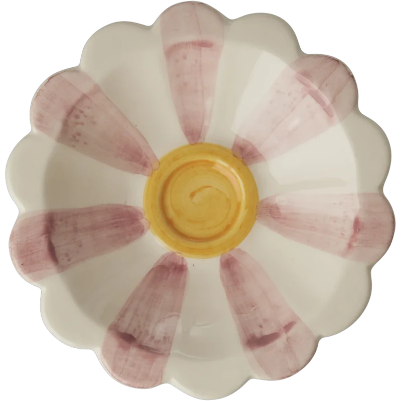 Flower Dippikulho Käsin Maalatuilla Raidoilla, Pinkki