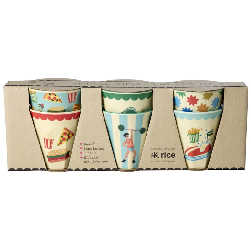 Melamiinikupit 6 kpl:n pakkaus, Mint Fun Fair Prints