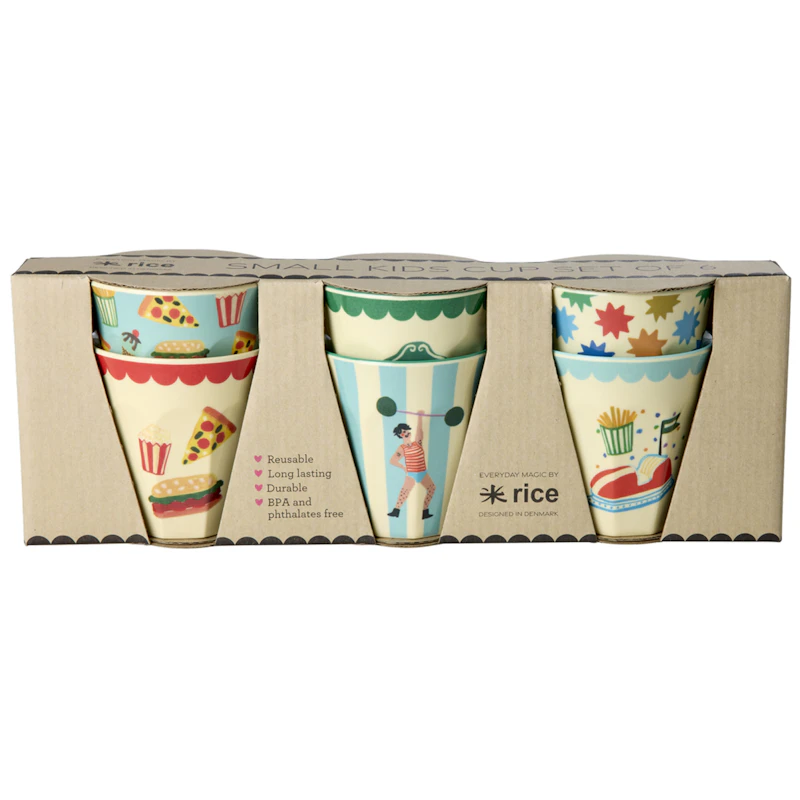 Melamiinikupit 6 kpl:n pakkaus, Mint Fun Fair Prints