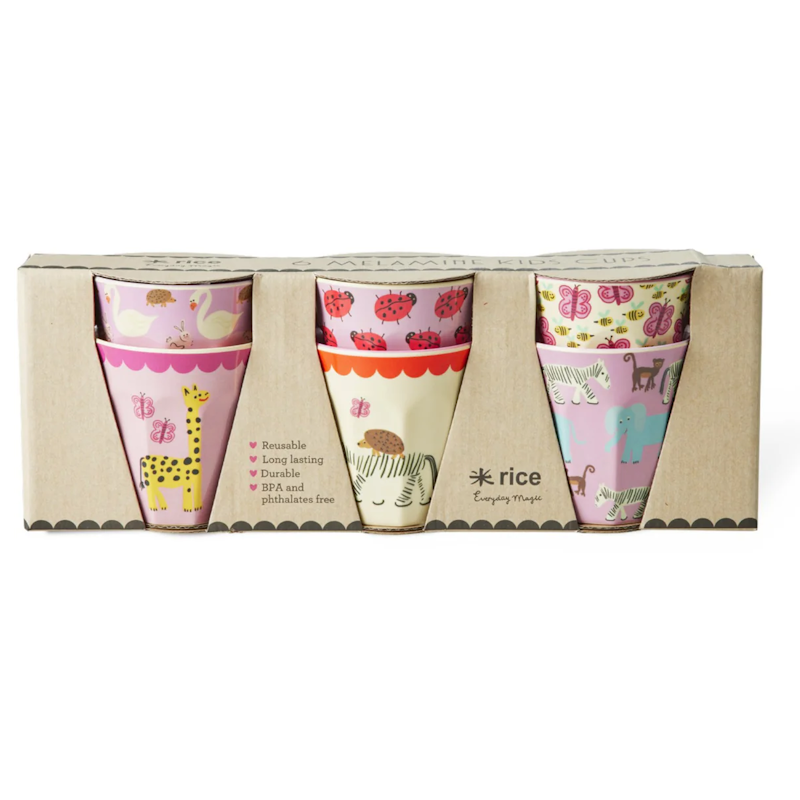 Melamiinikupit 6 kpl:n pakkaus, Pink Wildlife