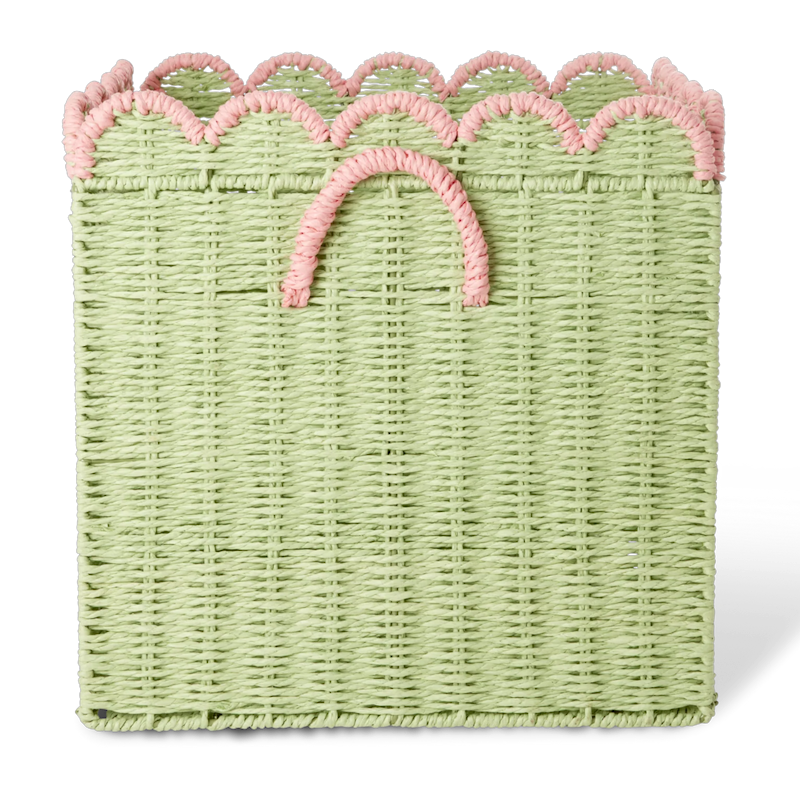 Paper Rope Kori Taitettava Piparireunaisilla Reunoilla 33 cm, Vihreä / Pinkki