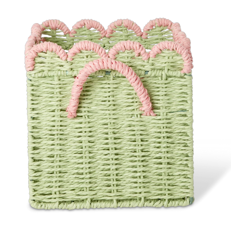 Paper Rope Kori Taitettava Piparireunaisilla Reunoilla 20 cm, Vihreä / Pinkki