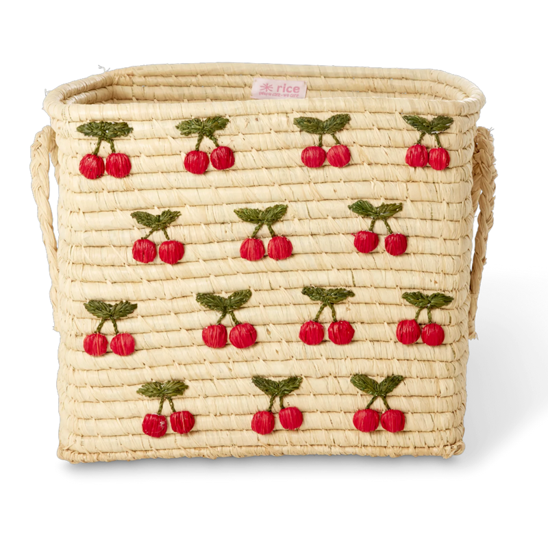 Raffia Kori Nelikulmainen Kirsikoilla