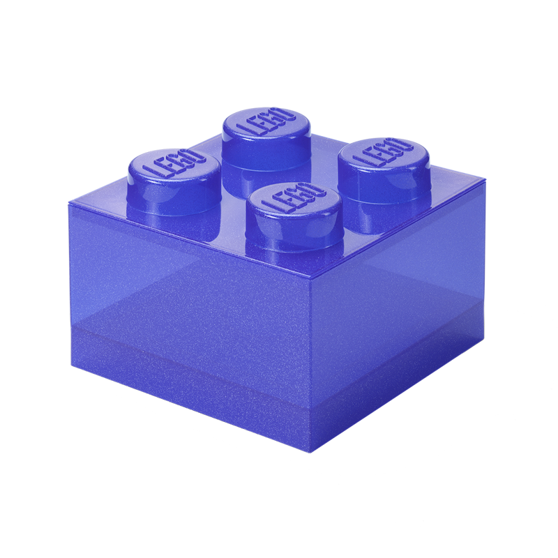 LEGO® Brick Laatikko Translucent 4 Nuppia, Glitter Violet