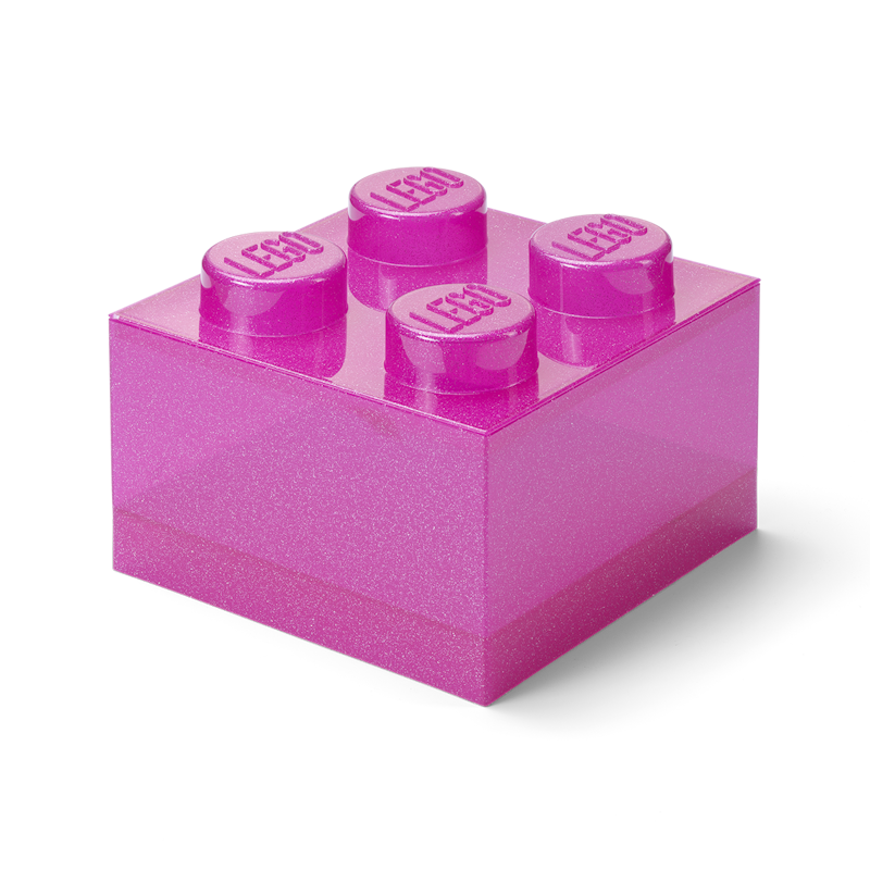 LEGO® Brick Laatikko Translucent 4 Nuppia, Glitter Medium Violet