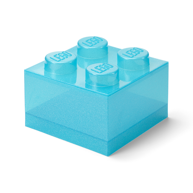 LEGO® Brick Laatikko Translucent 4 Nuppia, Glitter Vaaleansininen